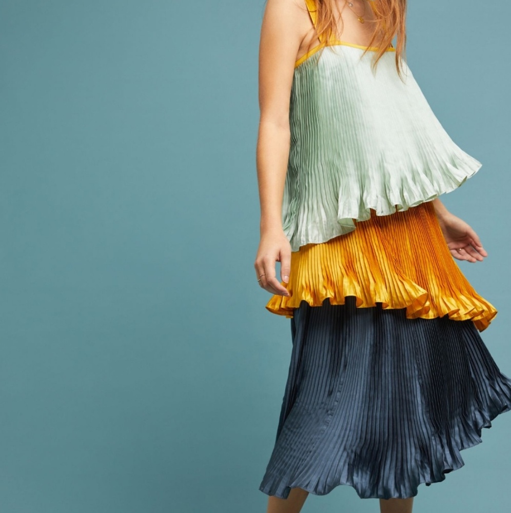 NWT Anthropologie Pleated Colorblock Dress